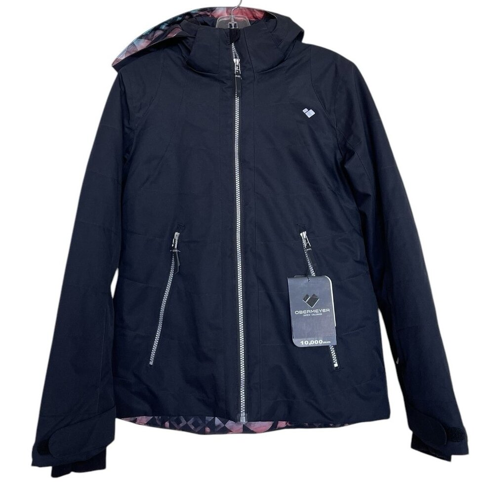 Obermeyer Ski Snow Jacket Womens Size 6 Black Removable Hood Snowboarding Coat